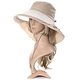 Siggi Womens Flap Bill Cap UPF50+ Cotton Sun Shade Hat with Chin Cord Summer
