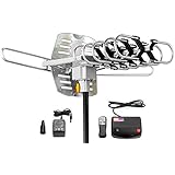 ViewTV Outdoor Amplified Antenna - 150 Miles Range - 360° Rotation - Wireless Remote
