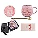 Oyiyou Moms Mug Gifts - Mother's Day Gifts Birthday Gifts from Daughter Son - Remember I Love You Mom - Pink Marble Ceramic Coffee Cup 14oz and Coasters