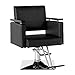 SUNCOO Barber Chair Hair Classic Style Salon Chair,360 Degree Hydraulic Rotatable Beauty SPA Tattoo Hair Stylist Barber Equipement with Wood Armrest,Pedal,Chrome Square Chassis, Adjustable Height