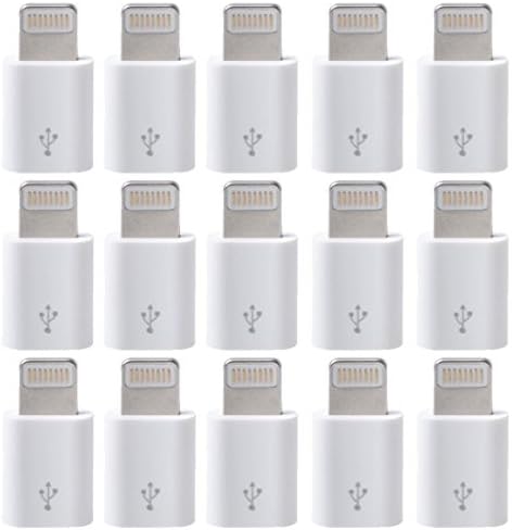 Micro USB to 8 Pin [Set of 15] Converter Connector Adapter iPhone SE/6S/6S Plus/6 plus/6/5/5S/ Pod Touch
