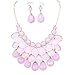 Africanbeads Layered Dangling Bubble Necklace Earring Set, Women Bib Statement Jewelry Set (Pink)
