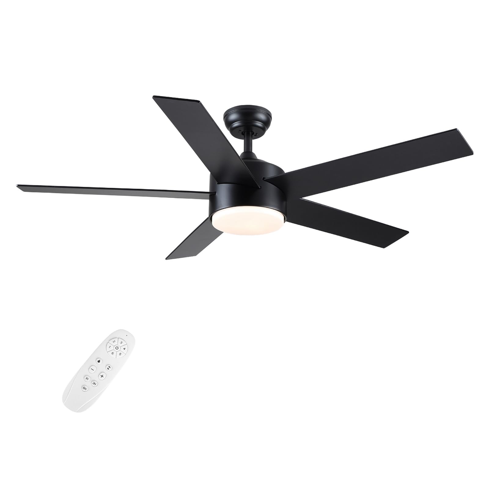 52 inch Black Ceiling Fans with Lights and Remote