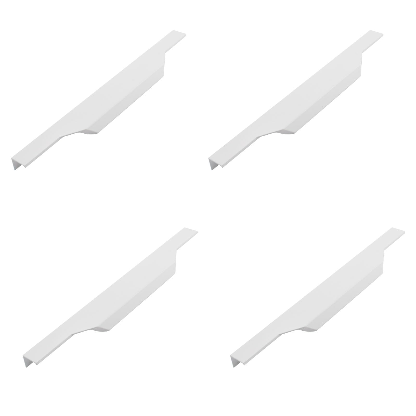 MOROBOR 300mm Aluminum Alloy White Cabinet Handles, 4pcs Finger Edge Pull Concealed Cupboard Handle Invisible Furniture Strip Pull with Screws for Home