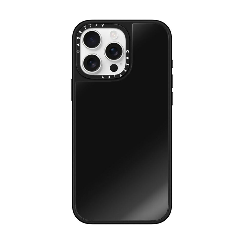 CASETiFY Mirror iPhone 16 Pro Max Case [Reflective / 4.9 ft. 1X Military Grade Drop Protection/Compatible with Magsafe] - Black on Black