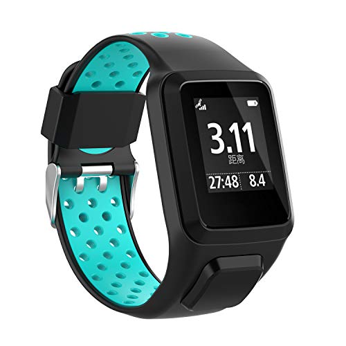 Compatible with Tomtom Spark 3 / Runner 2 3 / Golfer 2 Watch Band Replacmenr Silicone Straps Wristband Sport Band for Tomtom Runner 2 3 and Tomtom Spark 3 GPS Fitness Watch (Blue/Teal)
