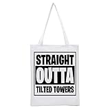 Straight Outta Tilted Printed Tote Bag, 14.5x15