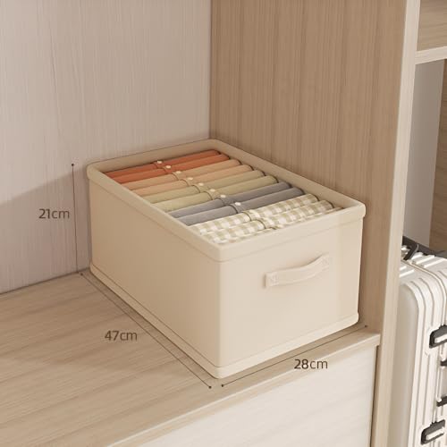 XVersion Foldable Closet Organizer 3-Pack - 47L x 28W x 21H Drawer Storage for Wardrobe, Cabinet & Laundry Room | Beige Folding Shelves | Space-Saving Clothes Storage- Beige Foldable