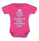 Fathers Day Gift - Keep Calm It's Daddy's First Father's Day Baby Bodysuit 3-6 Months Wow pink