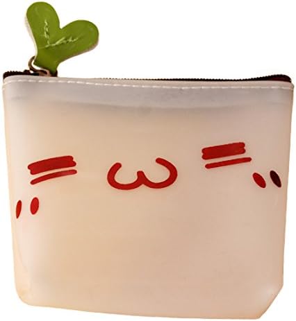 ZJCilected Cute Emoji Jelly Zipper Small Bag Coin Purse Case Mini Wallet for Womens and Girls(Shy Emoji)