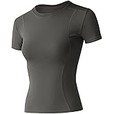 Loovoo Women Workout Shirts 1/2/3 Pack Athletic Compression Tee Dry Fit Yoga Gym Basic Tops
