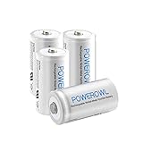 POWEROWL Rechargeable C Batteries Ni-mh C Size Nickle Metal Hydride 5000mah 1.2v Low Self Discharge C Batteries 4 Pack