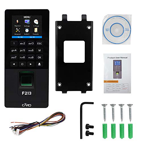 LIBO Biometric Fingerprint Recognition RFID Access Controller Time Attendance Machine Employee Checking-in Payroll Recorder TCP/IP/USB,10pcs 125KHz Keyfobs (F213)