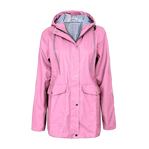 NIUQI Women's Solid Rain Jacket Outdoor Plus Jackets Waterproof Hooded Raincoat Windproof