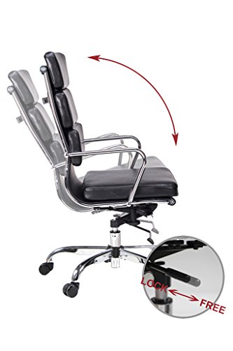 VIVA OFFICE Ergonomic Office Chair Executive Bonded Leather Computer Chair High Back With Cushioned Seating, Black