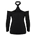 XWDA Women's Halter Beads Off Shoulder Blouse Sexy Top Tee (Black,M)