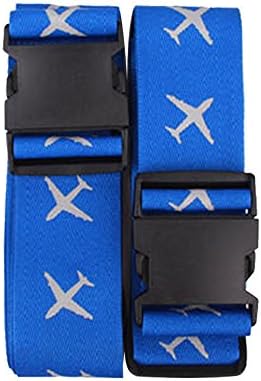 Travel Suitcase Belt - ROMMEKA Heavy Duty Strength Extra Long Cross Luggage Reflective Strap with Address Tag, Non-Slip to Stablize and Secure Your Luggage ( 2 pcs ) (Blue)