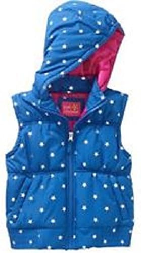 Pink Platinum Toddler Hooded Foil Star Print Puffer Vest, BLue, 6x