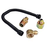 Stanbroil 3/8" X 12" Non-Whistle Flexible Flex Gas Line Connector Kit for NG or LP Fire Pit and Fireplace