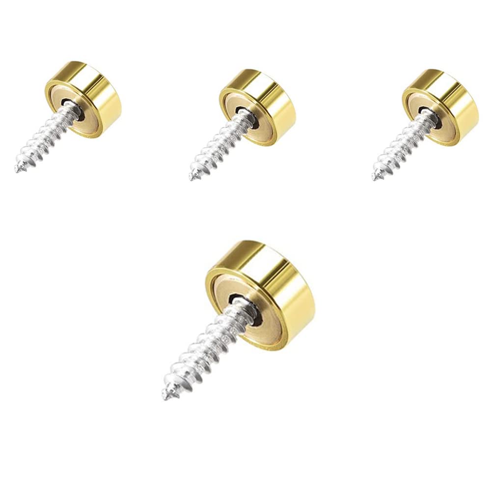 4 Pcs Mirror Screws, 20mm Copper Decorative Cap Metal Nail for Bath Plates Mirror Tables Wardrobes Furniture, Bright Gold