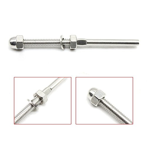 60 pcs Stainless Steel Handrail Railing Cable Tensioner Threaded Stud End Fitting for 1/8 inch Cable Wire