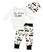 YOUNGER TREE Christmas 3Pcs Set Cute Newborn Infant Baby Boy Girl Clothes Romper Tops +Long Pants Outfit (12-18 Months, White)
