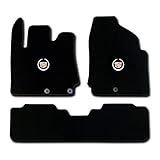 Cadillac SRX 3 Pc (2 Fronts / Rear Runner) Black Custom Fit Carpet Floor Mat Set with Cadillac Crest Logo on fronts - Fits 2010 11 12 13 14 15