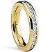 4MM Goldtone Plated Princess Cut women's Eternity Titanium Ring Wedding Band with Cubic Zirconia CZ