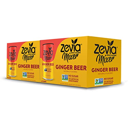 Zevia Zero Calorie Mixer, Ginger Beer, 7.5 Ounce Cans (Pack of 12
