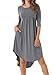 Levaca Womens Plain 3 4 Sleeve Loose Swing Casual T Shirt Dress Dark Gray XXL