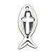 Housweety 50 Silver Tone Cross & Fish Charm Pendants 20x9mm