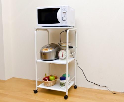 Amazon キッチン 収納 電子レンジ台 炊飯器やレンジ キッチン家電を置いてもっと便利に 人気 暮らし コンセント付 レンジ台 ホワイト レンジボード オンライン通販