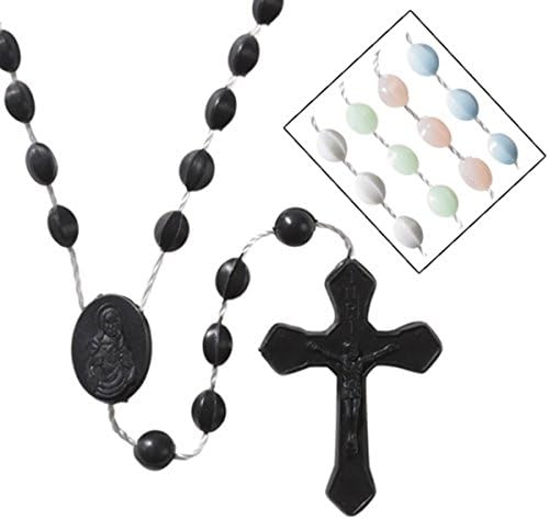 Moulded Acrylic Pink Prayer Bead Cord Rosary with Sacred Heart Centerpiece, Pack of 100