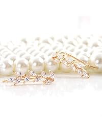 Humble Chic - Pendientes con forma de hoja de cristal