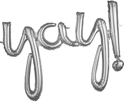Elegant Silver Foil Balloon Script Phrases "Yay!" - 25" x 35" (1 Pc) - Perfect for Celebrations, Parties & Events