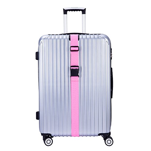 Hibate Adjustable Luggage Strap Suitcase Straps Bag Belt Travel Accessories - Pink, 4 Pack - Thumbnail 4