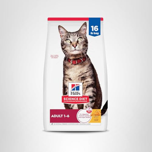 HILL’S SCIENCE DIET ADULT 1-6, ADULT 1-6 PREMIUM NUTRITION, DRY CAT FOOD, CHICKEN RECIPE, 16 LB BAG