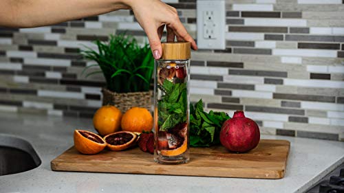 The Goddess On The Go Tumbler with Stainless Steel Infuser | BPA Free Double Wall Glass Travel Mug with Natural Bamboo Lid | Leakproof Tea Bottle For Easy Tea Infusion, Fruit Infusion, Hot & Cold Tea - Thumbnail 3