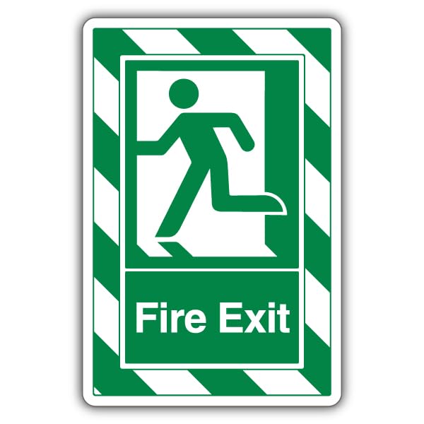 V Safety Fire Exit Man Running Left - ExtraViz 250 x 350 mm - Glow In The Dark 1mm Rigid Plastic Safety Sign