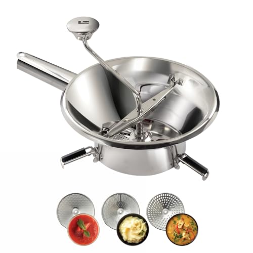 Tellier - N3004BG Stainless Steel Vegetable Mill with 3 Grills 24 cm