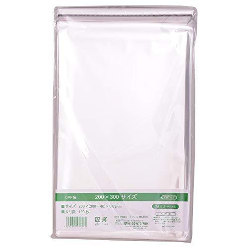 伊藤忠リーテイルリンク OPP袋 テープ付き (フタ付) 透明 封筒 包装 ラッピング 袋 厚さ0.03mm 【200×300サイズ用】 100枚入
