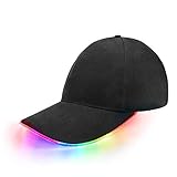 jiguoor LED Hat led Lighted Glow Club Party Sports Athletic Black Fabric Travel Flashlight Light up Hat Baseball Golf Hip-hop Sports Flash Cap Stage Performance Men Women US (Multicolored)