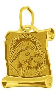 Madonna Mary Holding Baby Jesus Gold Pendant 585 14-Carat