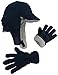 N'Ice Caps Big Boys Youth Sherpa Lined Fleece Flap Headwear and Gloves Snow Set