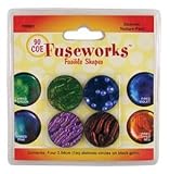Fuseworks Dichroic Texture Fusible Glass Shapes, 1-Inch Round Disks, Assorted Colors, 4-Pack