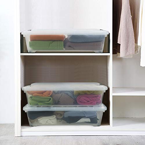 Lesbin 3Pack Plastic Under bed Storage Box, Clear Latch Bin with Lid