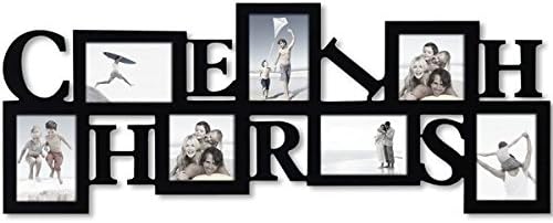 Adeco Decorative Black Wood 'Cherish' Wall Hanging 3.5x5 / 4x4 Photo Frame Collage with 7 Openings