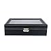 Super Z Outlet 12 Slot Black Faux Leather Watch Necklace Bracelet Jewelry Case Storage Display Box for Home Organization