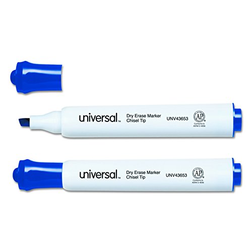 Universal Dry Erase Marker, Chisel Tip, Blue, Dozen (43653) - Thumbnail 2
