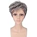 FESHFEN Pixie Cut Wigs Synthetic Short Pixie Haircut Wig with Bangs Gray Wig Harajuku Gradient Daily Granny Grey Stylish Cosplay Wig Short Bob Hair Wig For Women